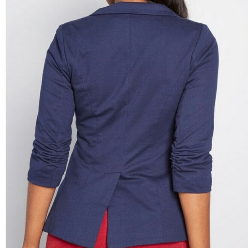 MODCLOTH fine and sandy NAVY ONE BUTTON‎ soft BLAZER JACKET large - Picture 3 of 14